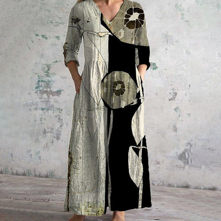 Paula – Elegantes Damenkleid mit abstraktem Print im modernen Stil