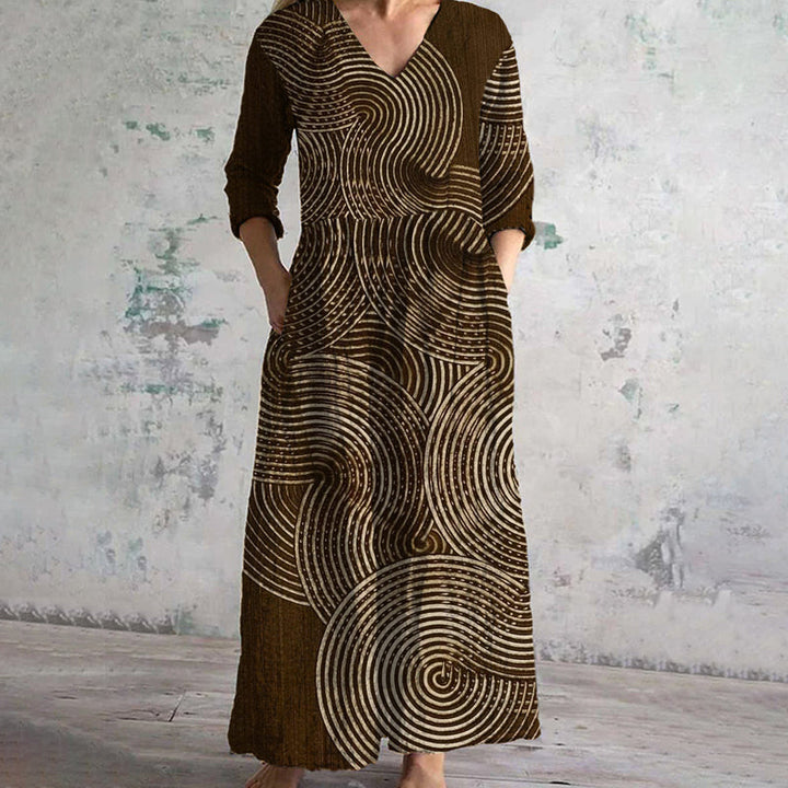 Manuela – Vintage-Kleid im Ethno-Stil mit langen Ärmeln und lockerer Passform