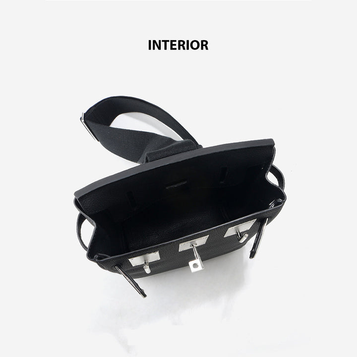 New Kelli Gürteltasche aus Narbenleder mit silbernem Drehverschluss