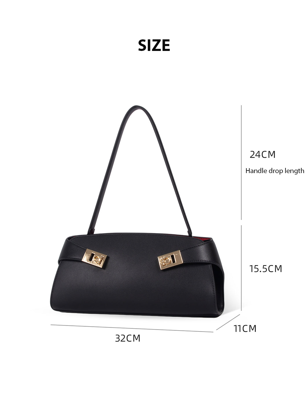 East-West Schultertasche für Damen mit länglicher rechteckiger Form