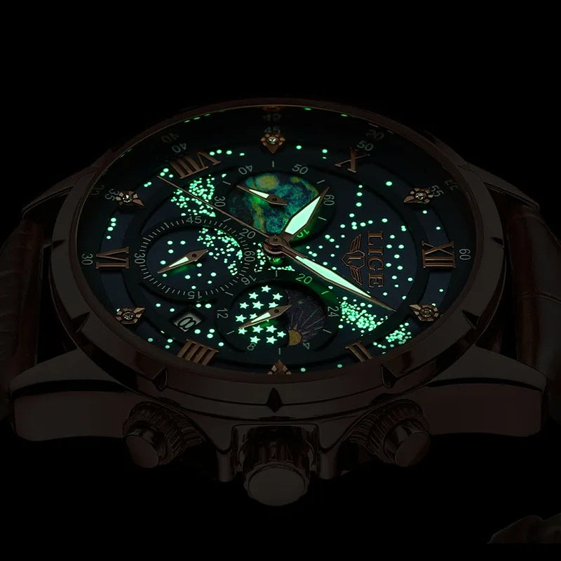 Elegante Mondphasenuhr für Herren – Klassisches Design & edle Mondphasenanzeige